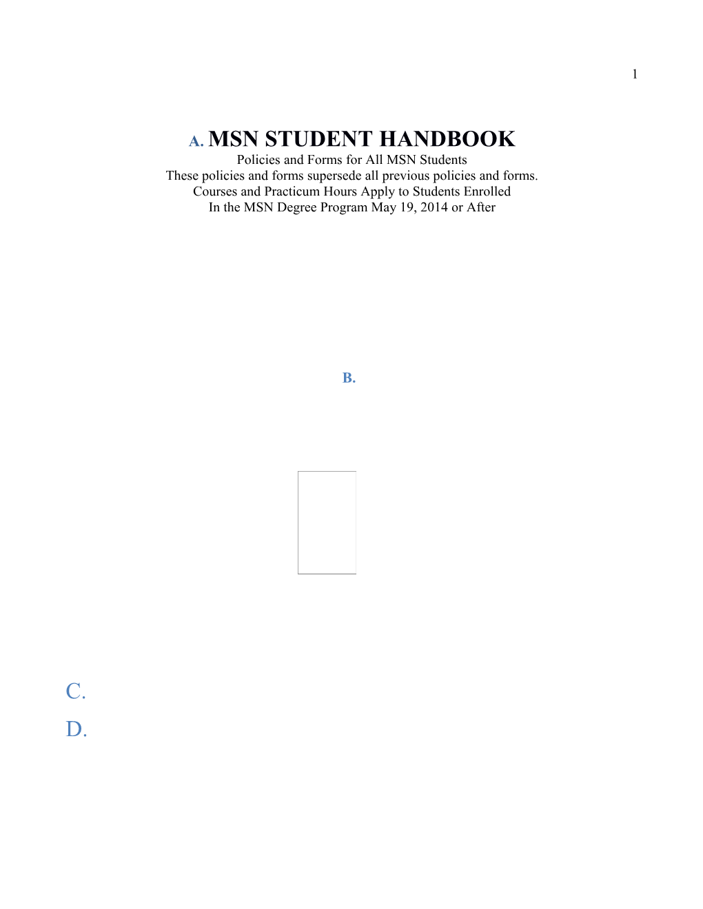Msn Student Handbook