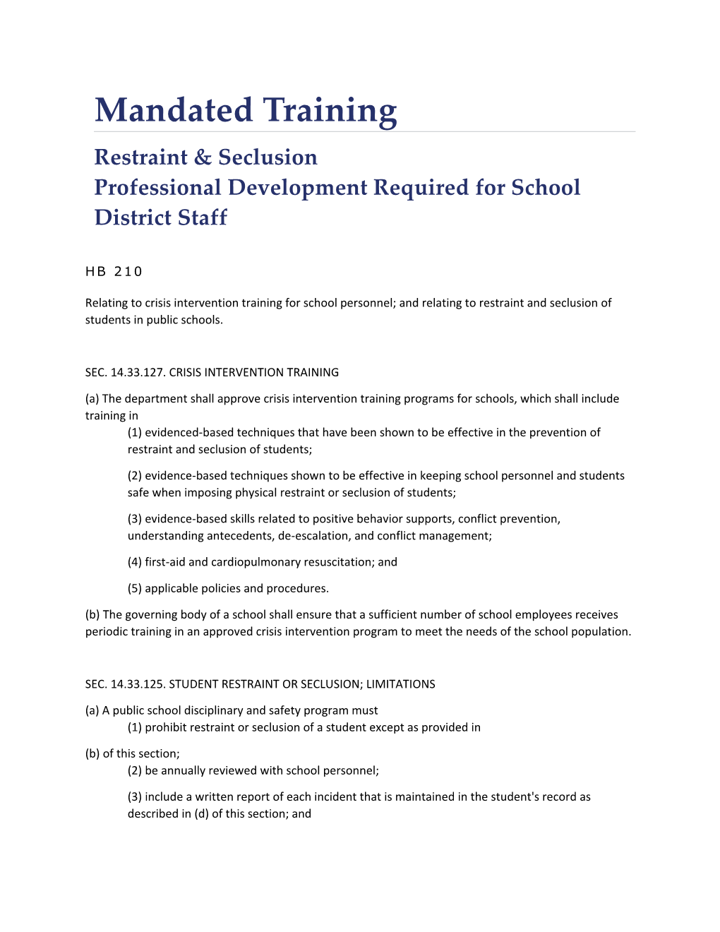 Mandated Training