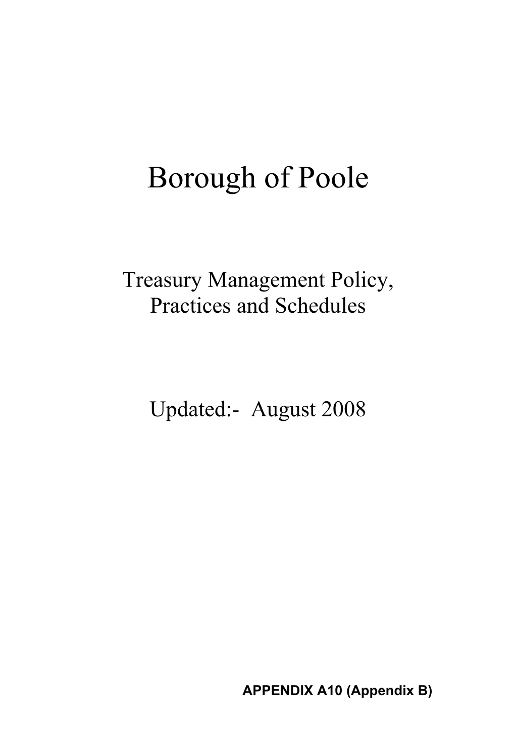 Appendix A10(B) to Council Budget Monitoring (1 April 2008 31 July 2008)