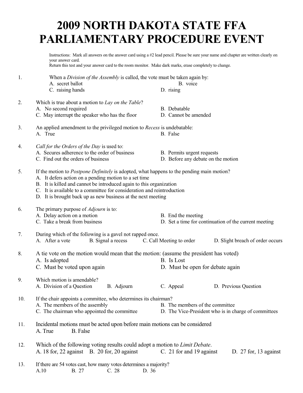 State Parli Pro Test