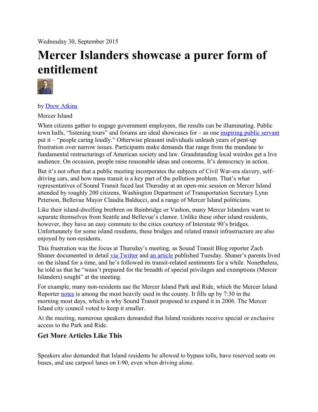 Mercer Islanders Showcase a Purer Form of Entitlement