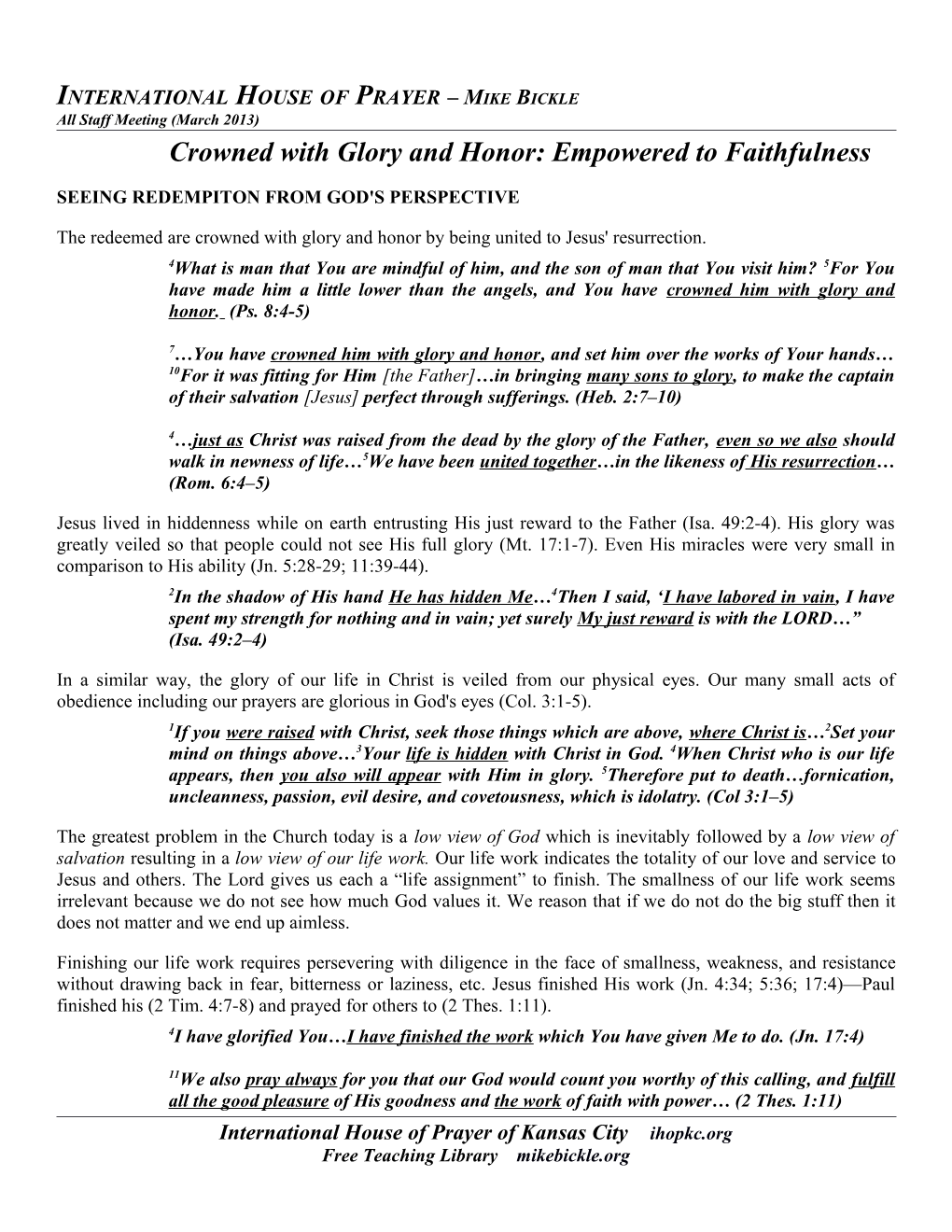 Crowned with Glory and Honor: Empowered to Faithfulness Page 2