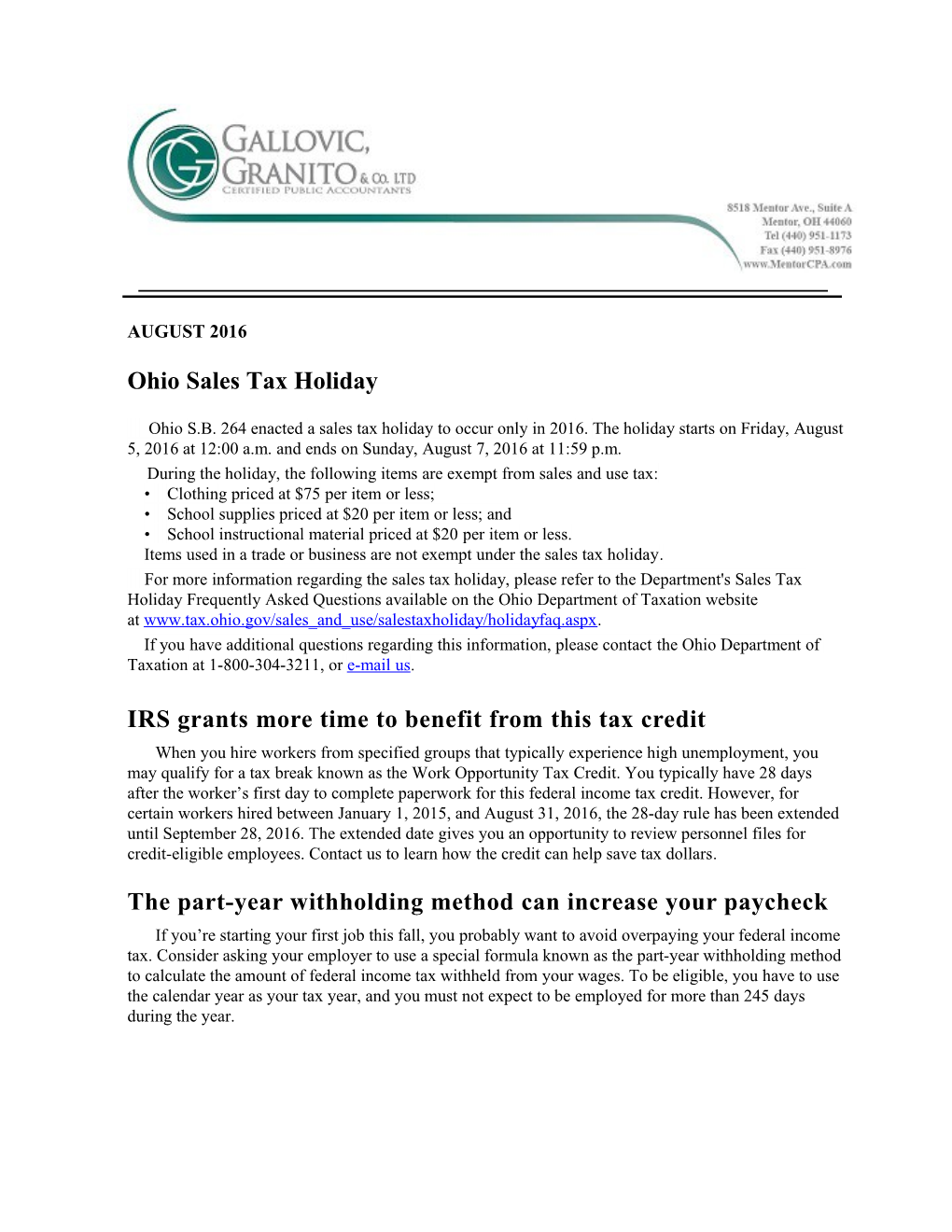 Ohio Sales Tax Holiday