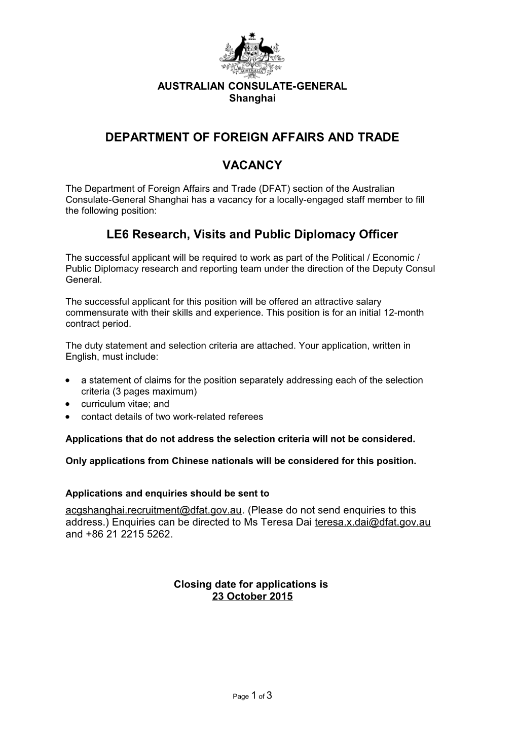 Department of Foreign Affairs and Trade