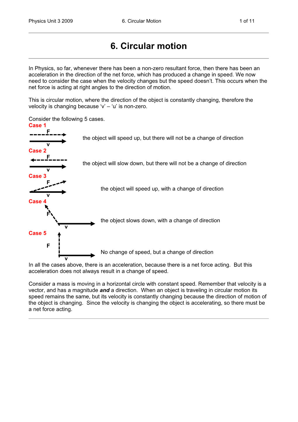 Physics Unit 3 20096. Circular Motion1 of 11