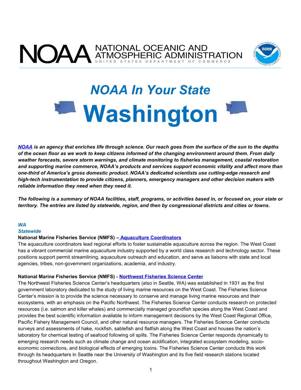 NOAA in Your State - Washington