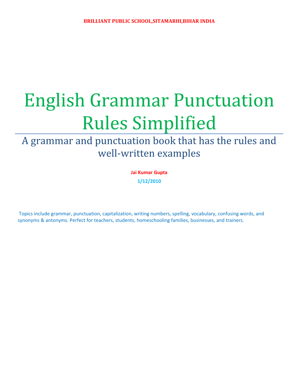 English Grammar Punctuation Rules Simplified