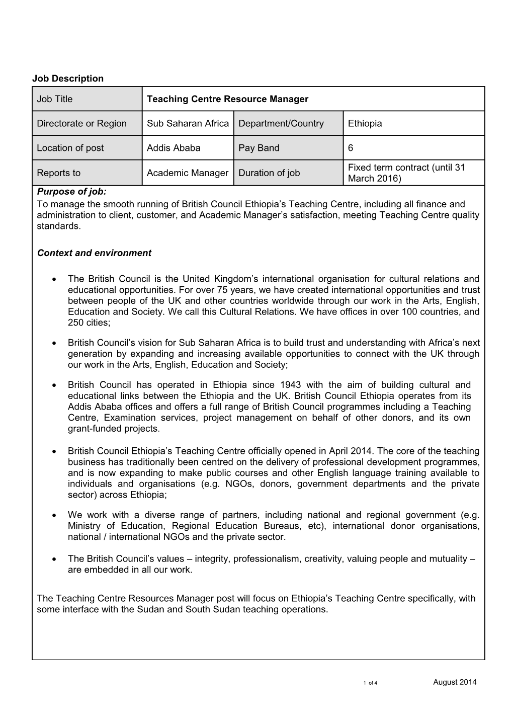 Role Profile Template s1