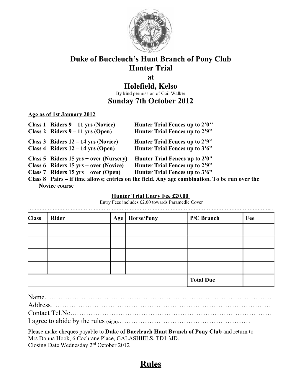 Duke of Buccleuch S Hunt Branch of Pony Club