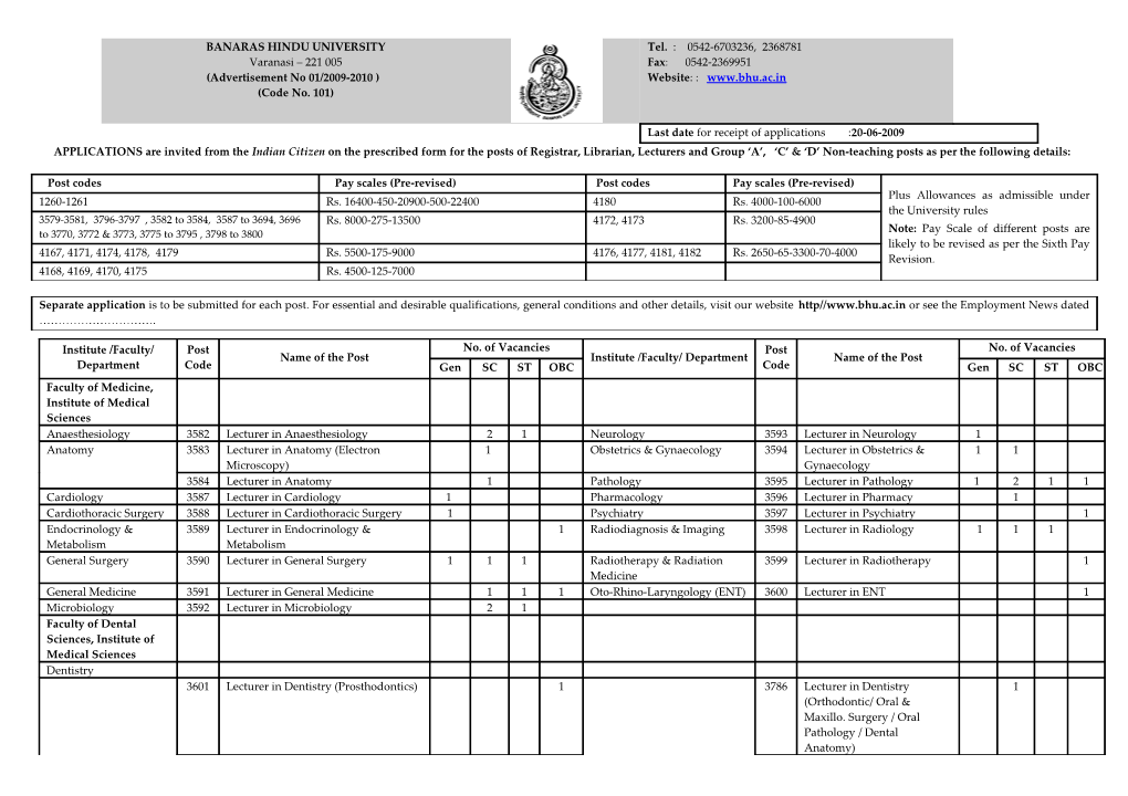 Non-Teaching Group a , 'C' & 'D' Posts