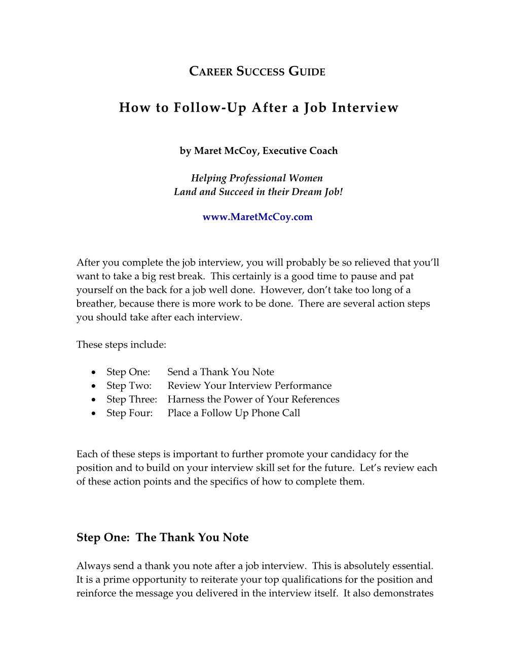 After the Interview How to Follow-Up