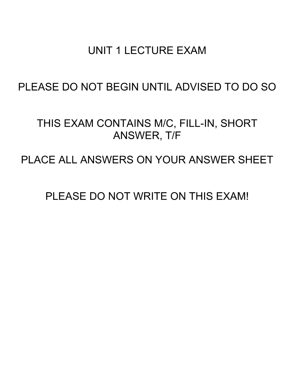 Unit 1 Lecture Exam