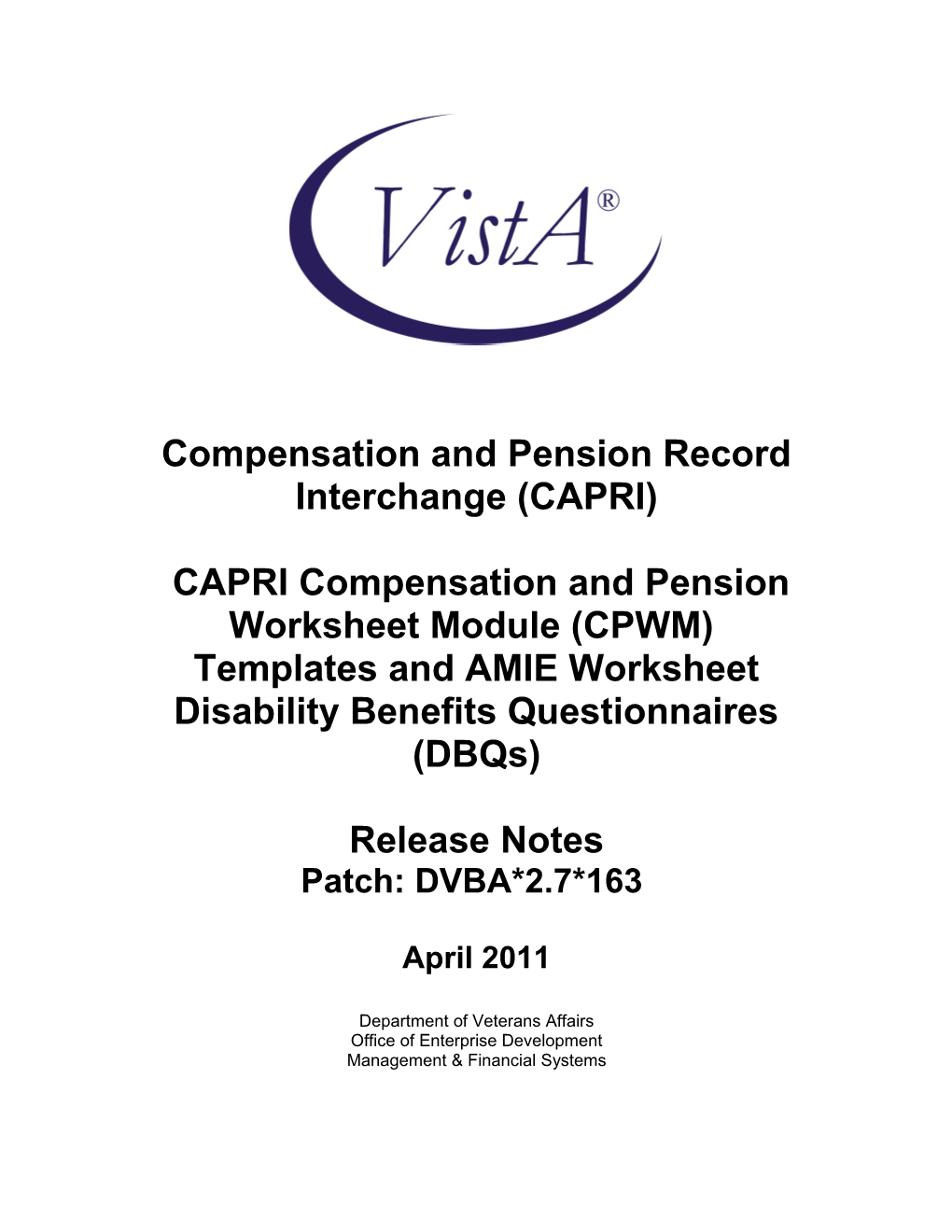 Compensation and Pension Record Interchange (CAPRI) s2