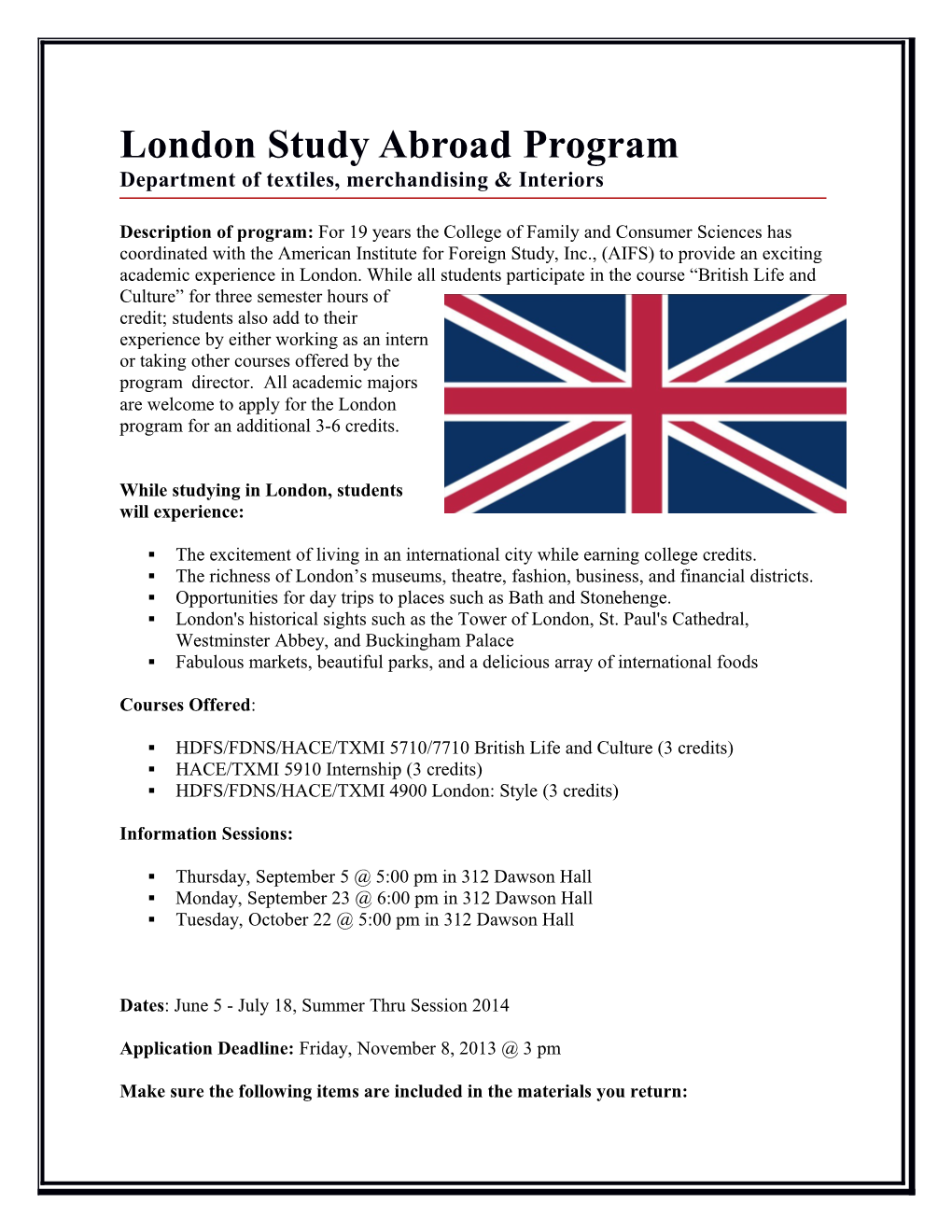 London Study Abroad Program
