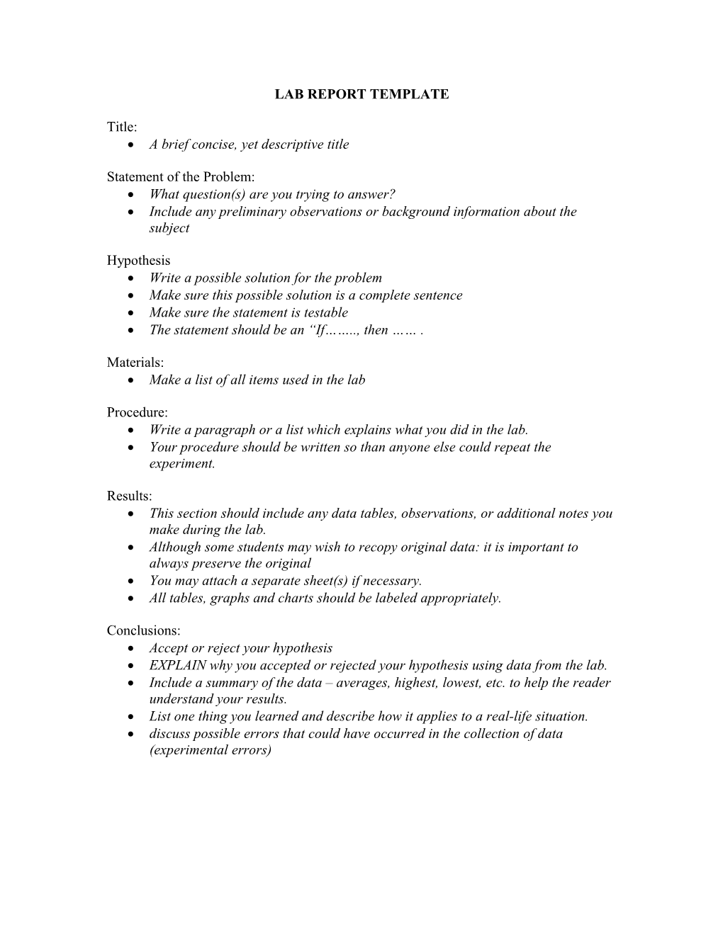 Lab Report Template