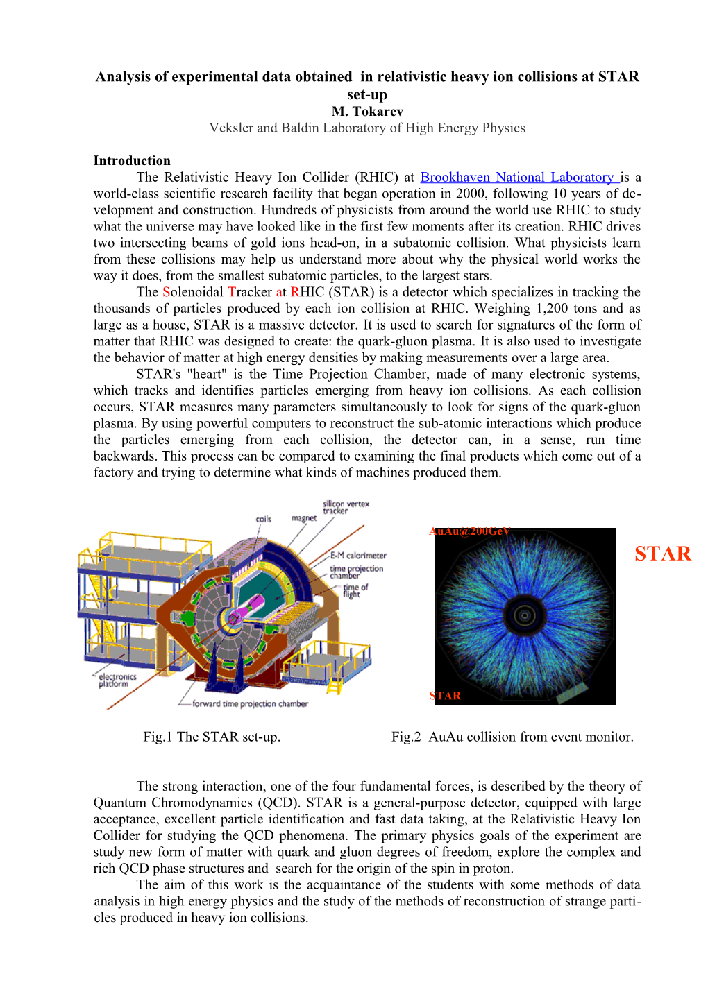 Analysis of Experimental Data Obtained in Relativistic Heavy Ion Collisions at STAR Set-Up