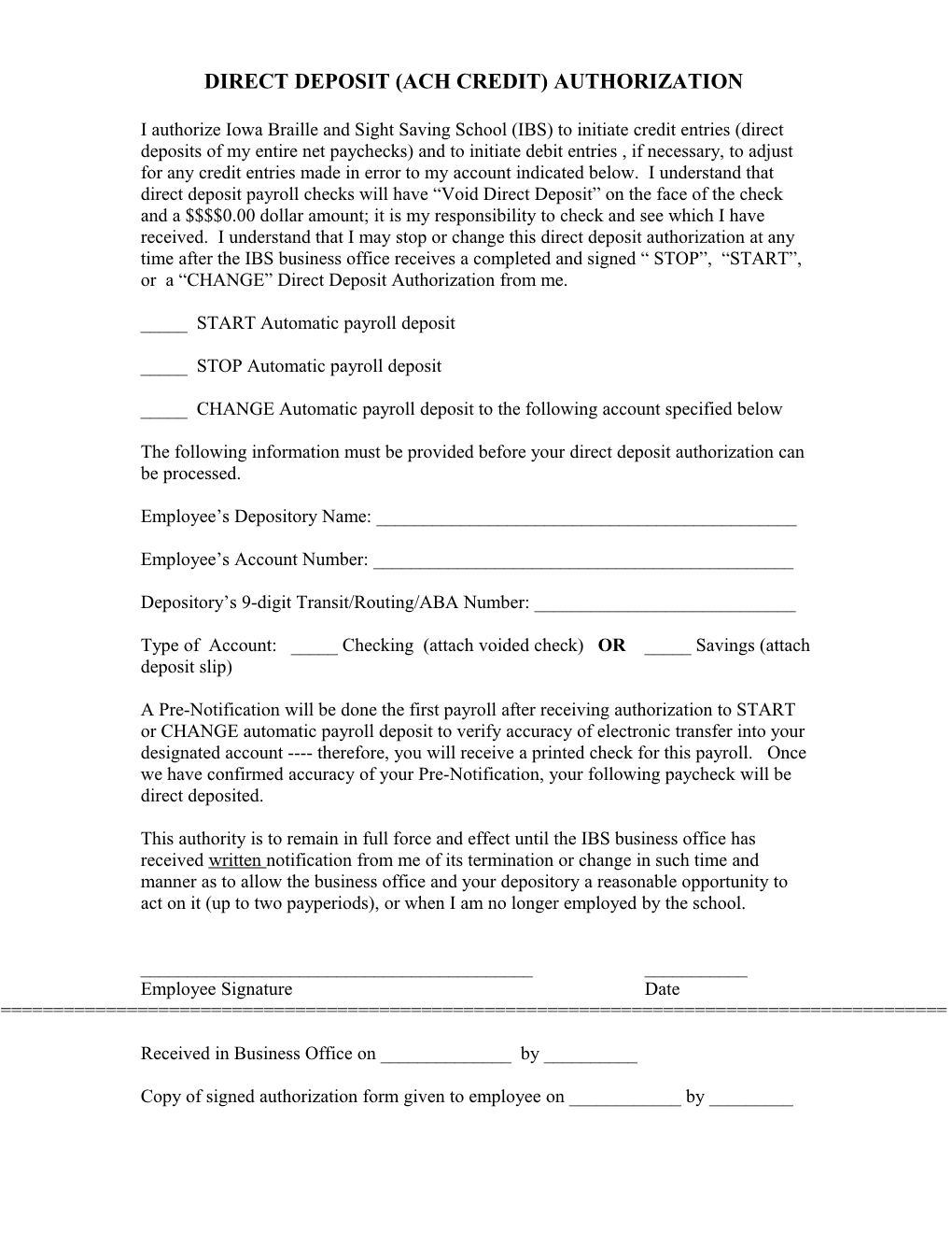 Direct Deposit Authorization Form s1