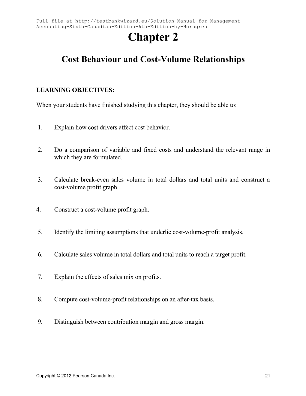Cost Behaviourand Cost-Volume Relationships