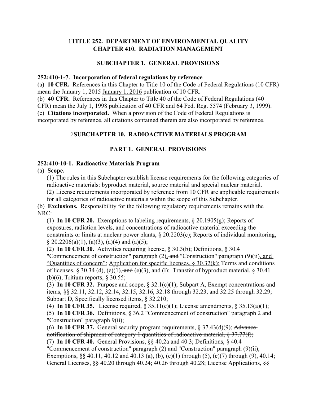 Title 252. Department of Environmental Quality s1