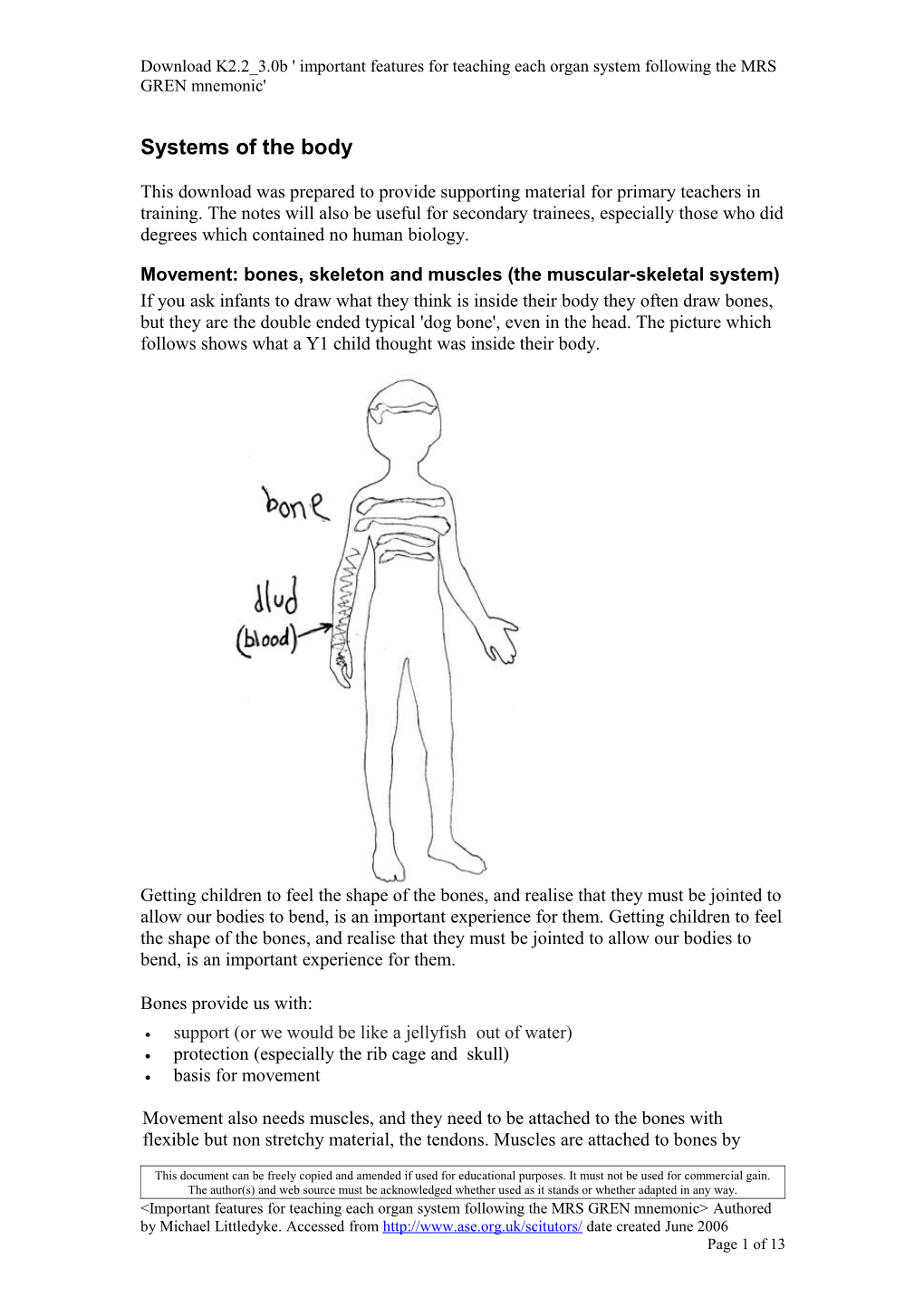 Movement: Bones, Skeleton and Muscles (The Muscular-Skeletal System)