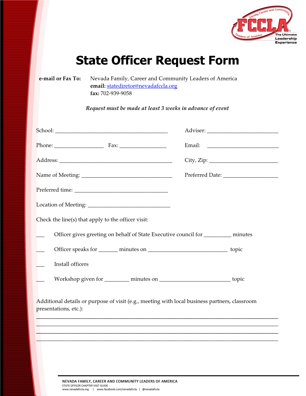 State Officer Visitation Request Form