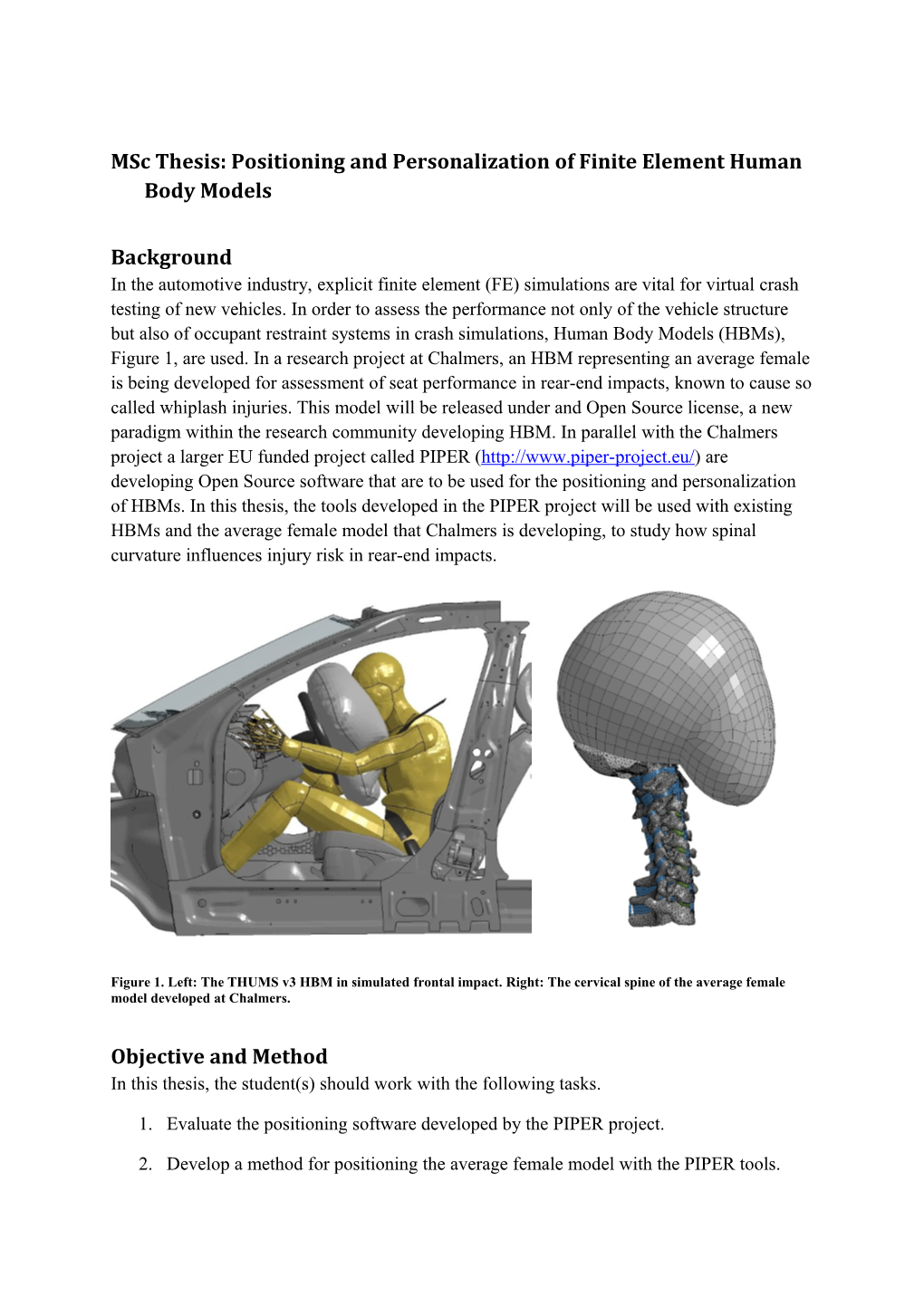 Msc Thesis: Positioning and Personalization of Finite Element Human Body Models