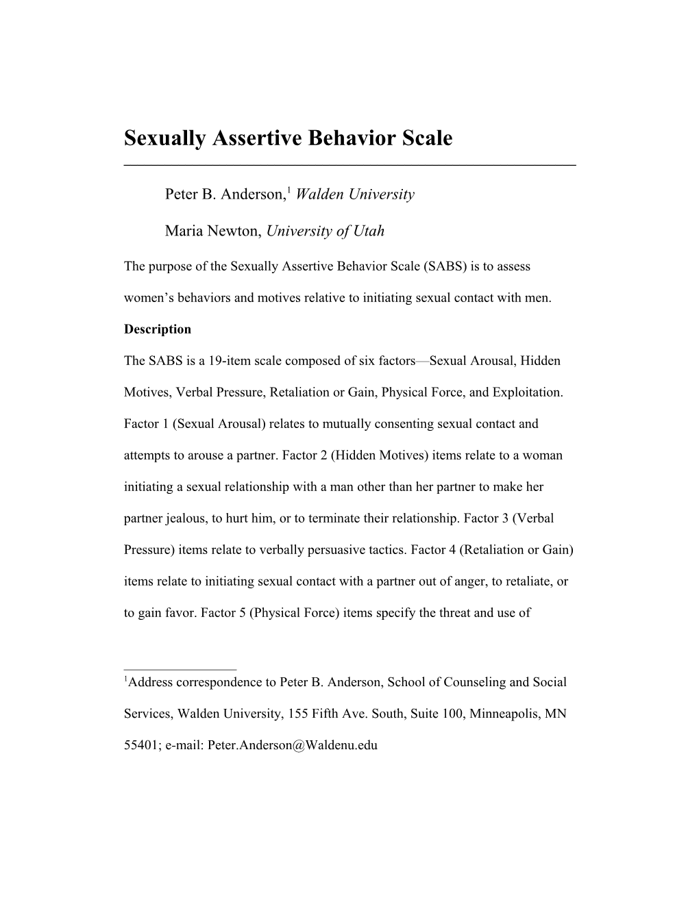 Sexual Attitudes Scale s1