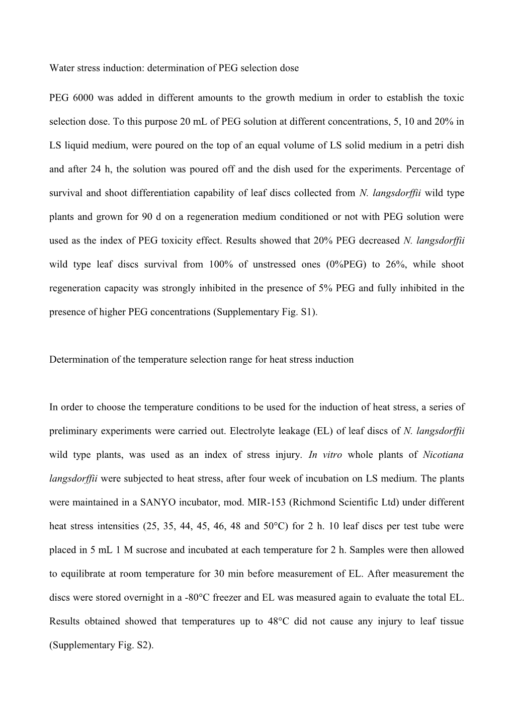 Water Stress Induction: Determination of PEG Selection Dose