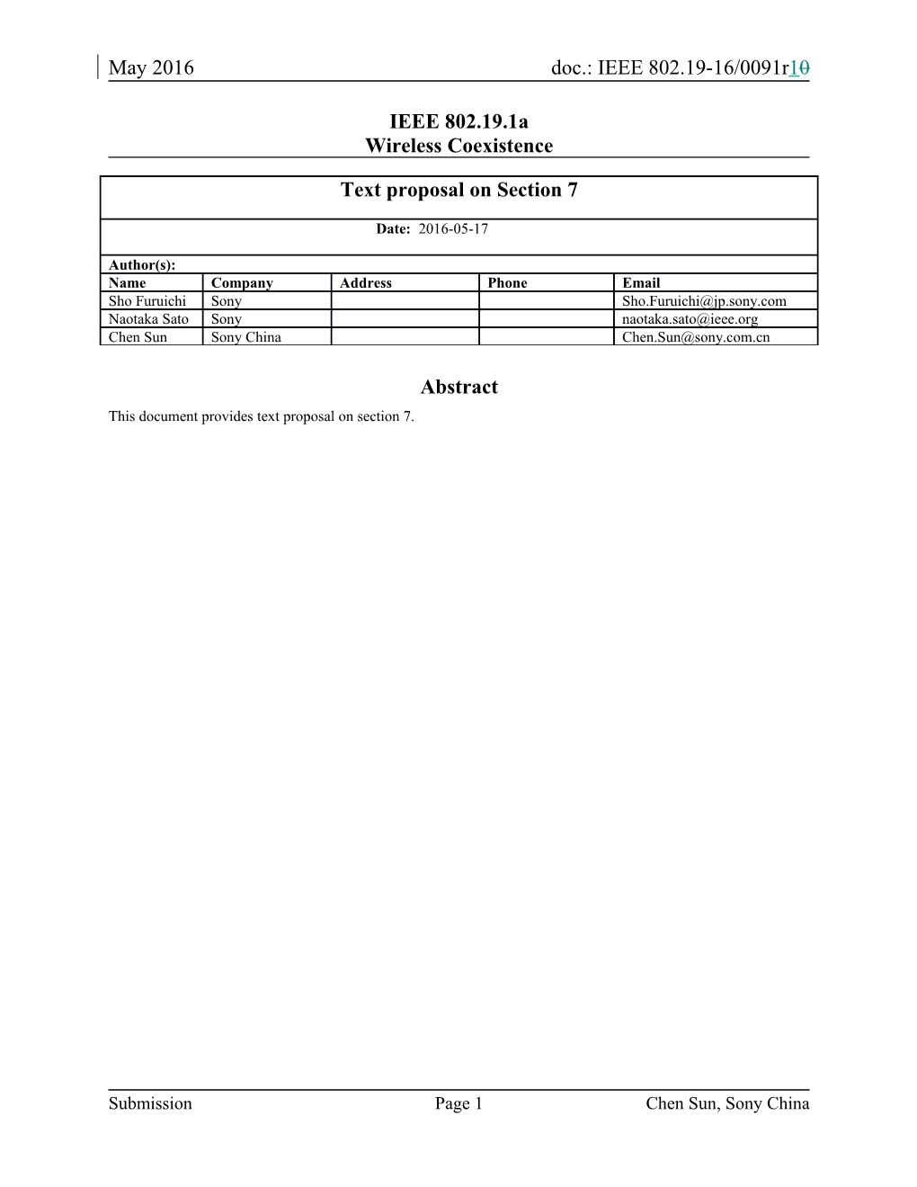 This Document Provides Text Proposal on Section 7