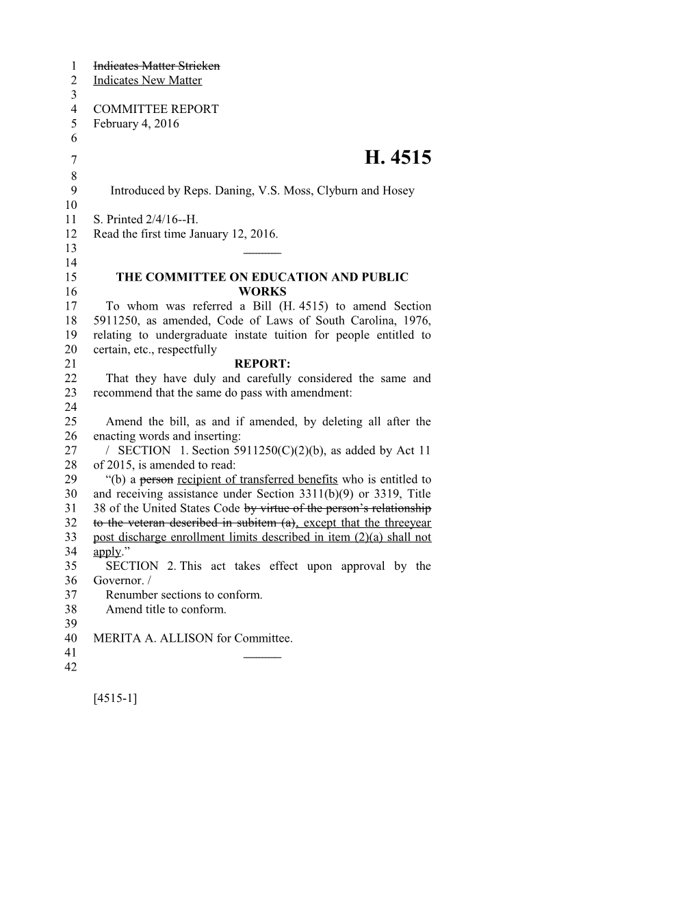 2015-2016 Bill 4515 Text of Previous Version (Feb. 4, 2016) - South Carolina Legislature Online