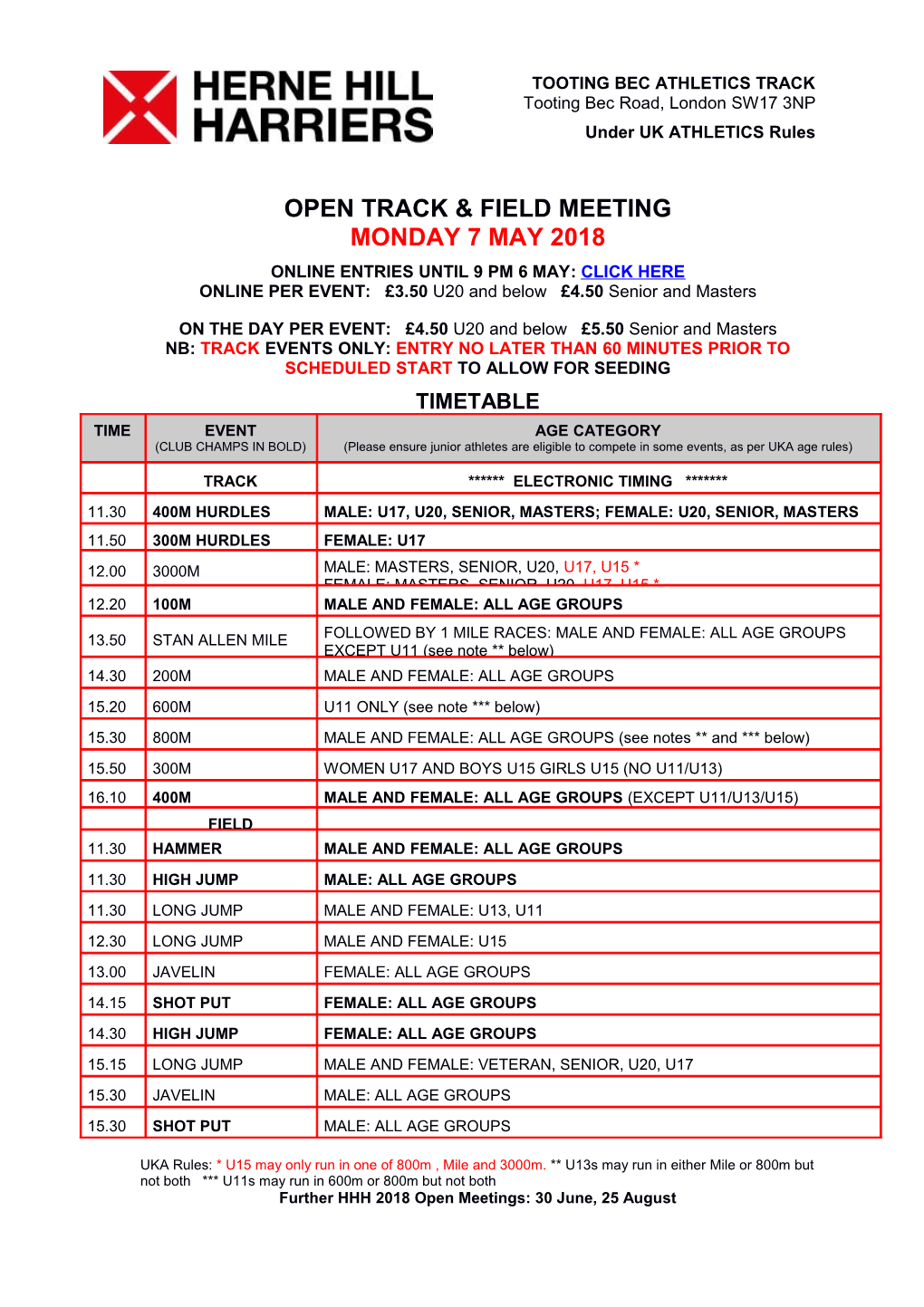 Open Track & Field Meeting