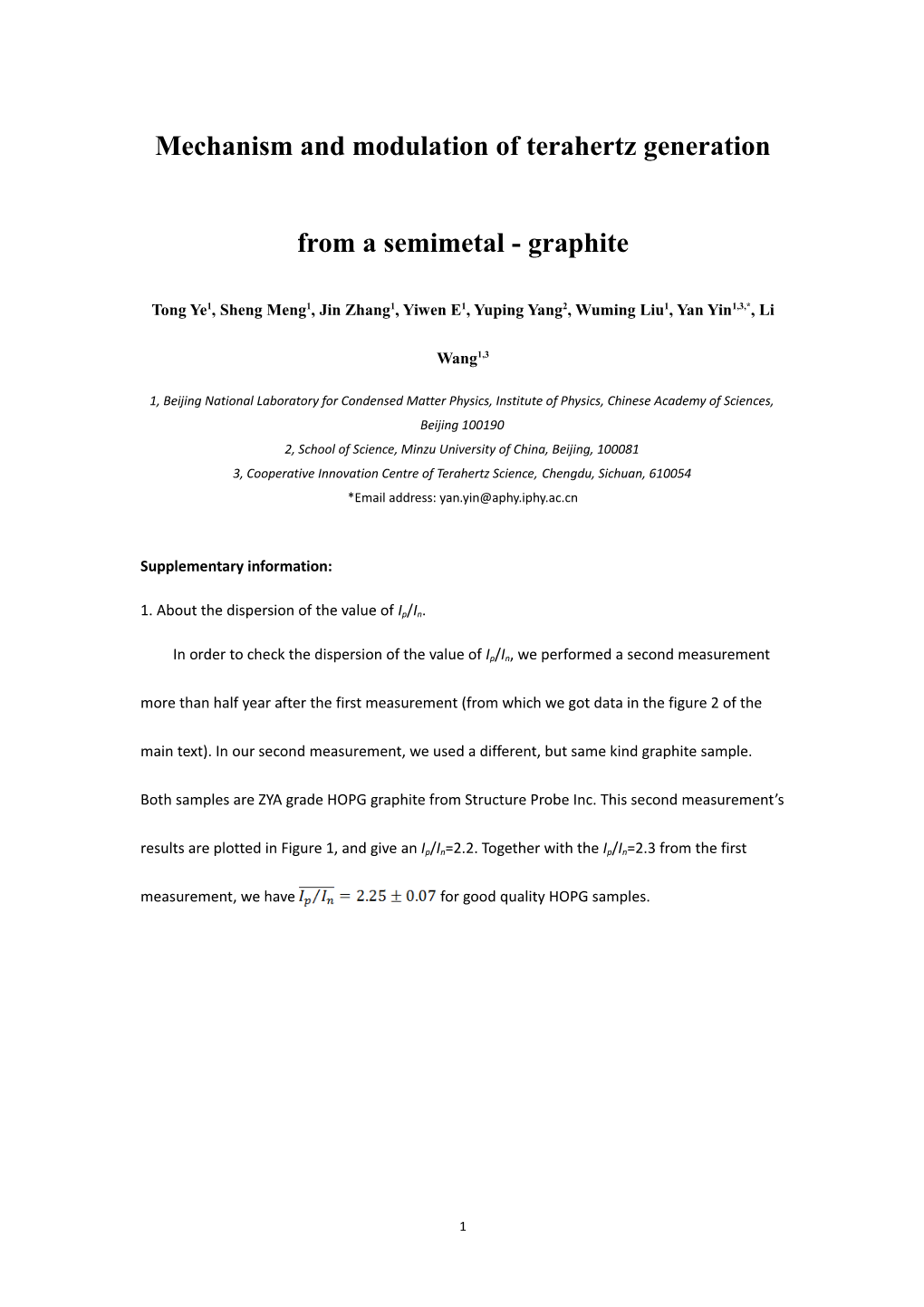 Mechanism and Modulation of Terahertzgeneration from a Semimetal - Graphite