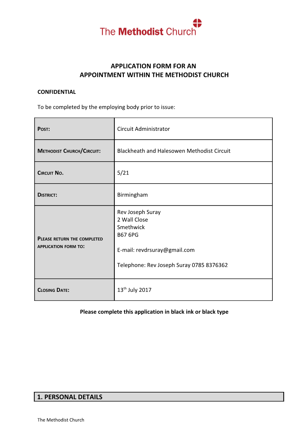 Appointment Within the Methodistchurch