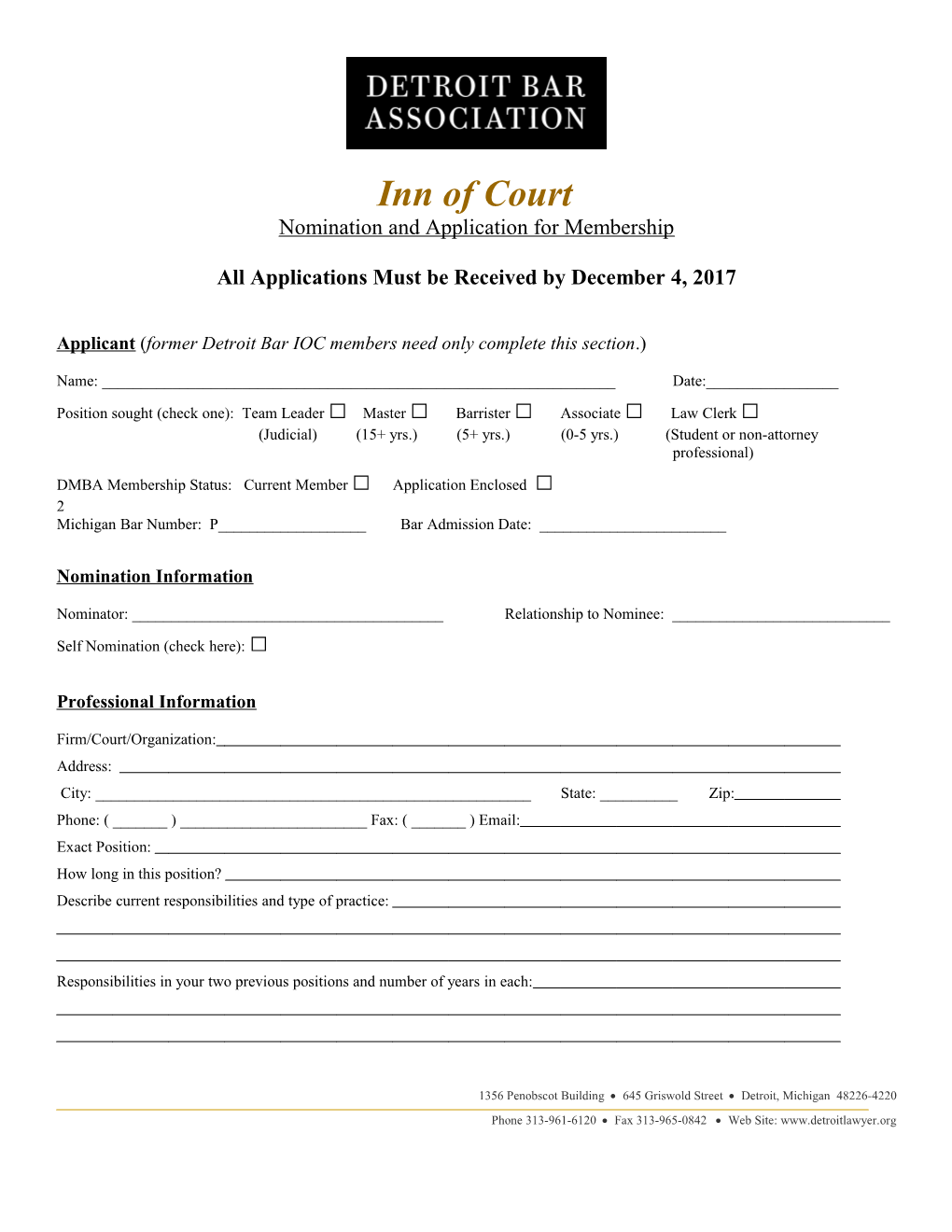 Nomination and Application for Membership