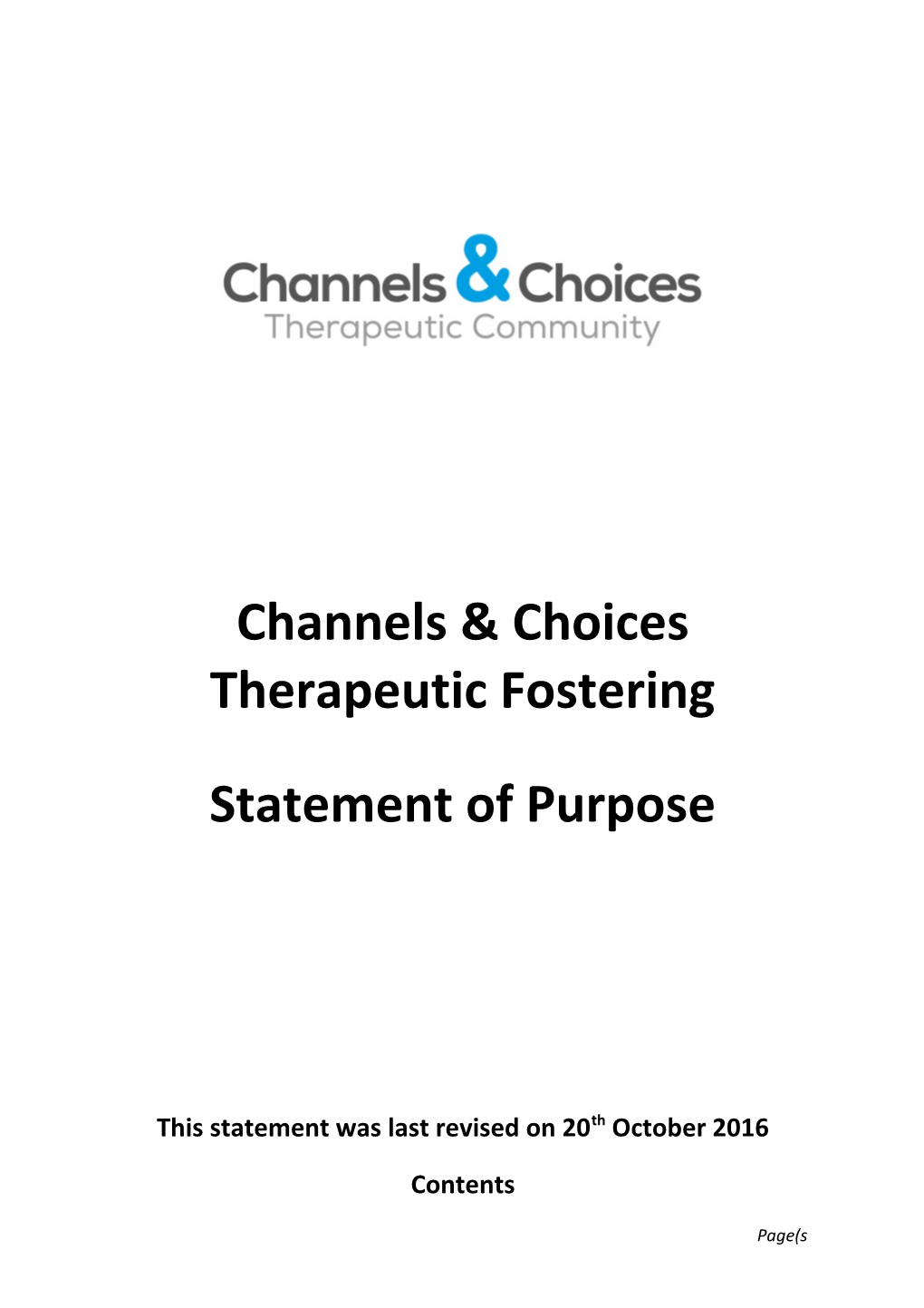 Channels & Choices Therapeutic Fostering