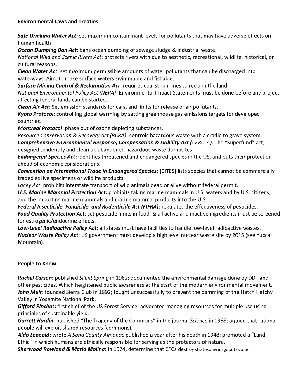 Environmental Laws and Treaties