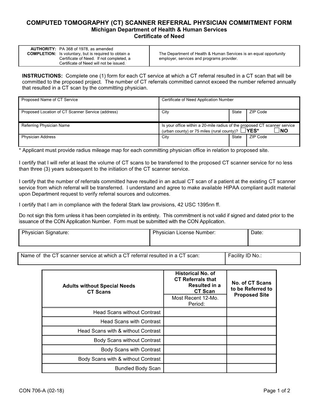 Ct Scanner Referral Physician Commitment Record