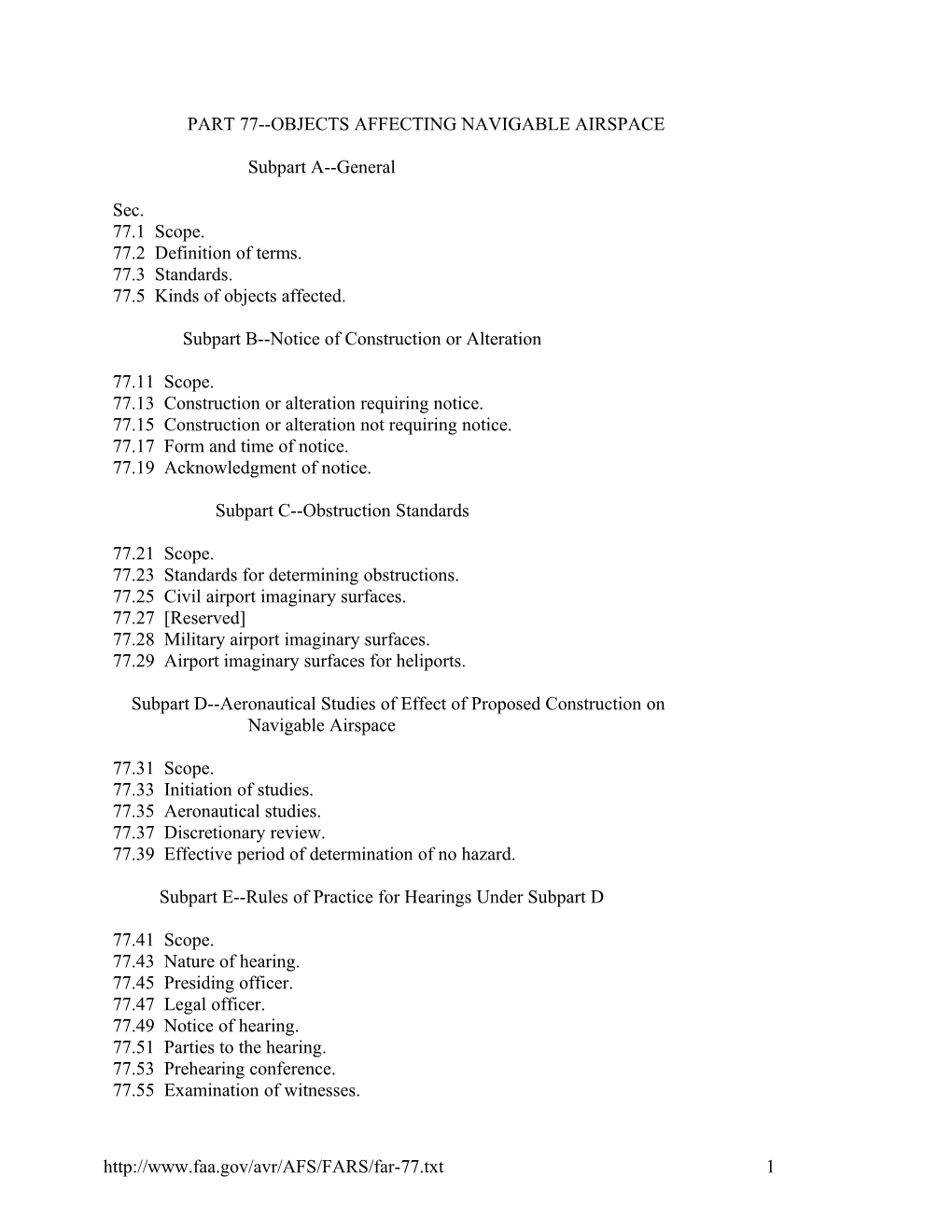 Part 77 Objects Affecting Navigable Airspace