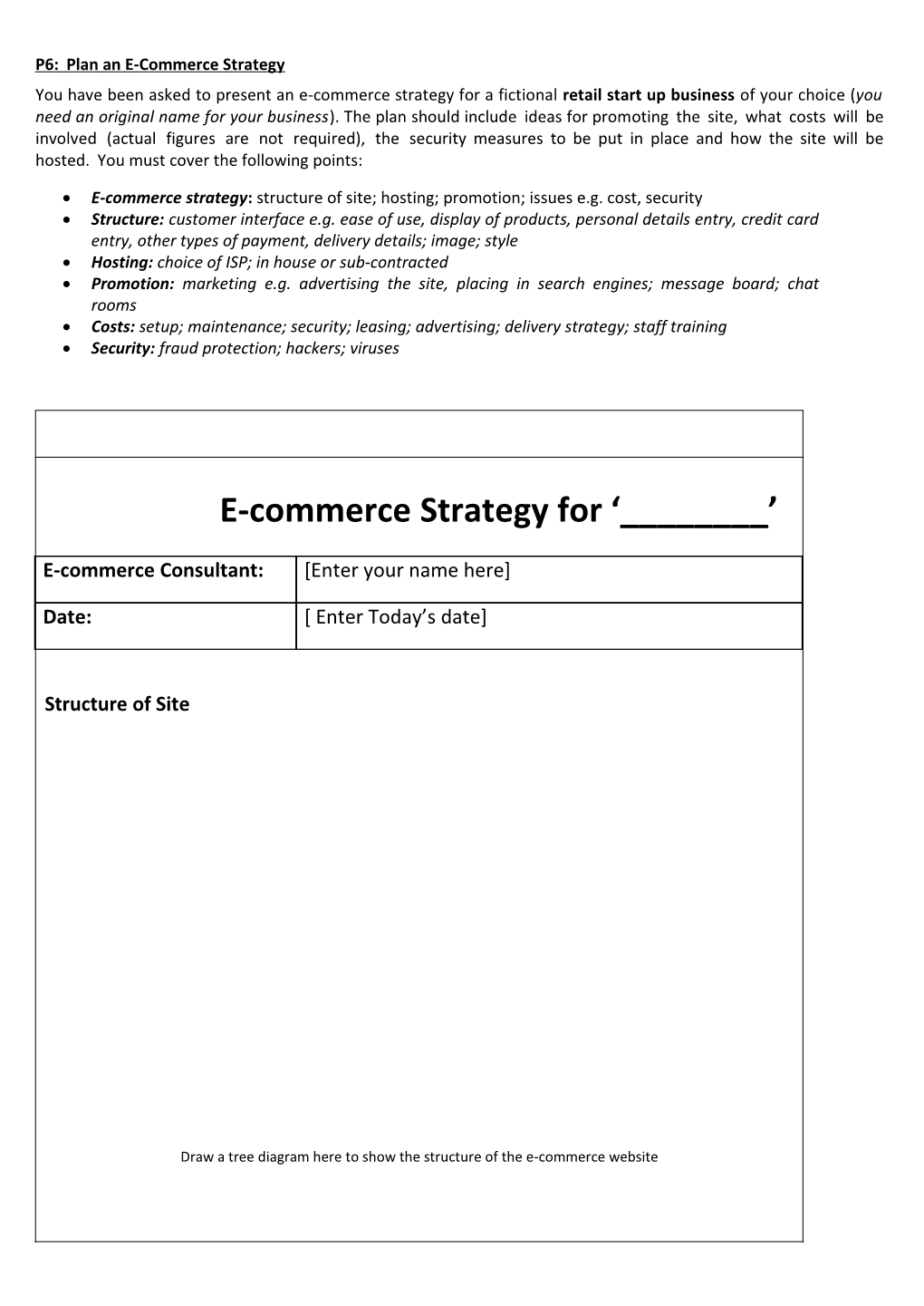 P6: Plan an E Commerce Strategy