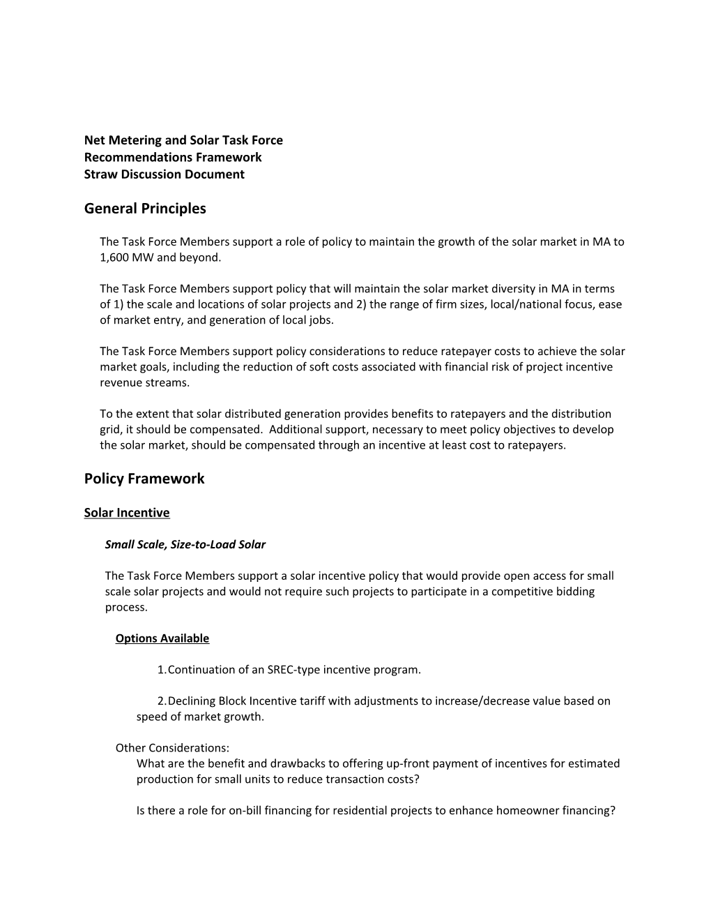 Net Metering and Solar Task Force