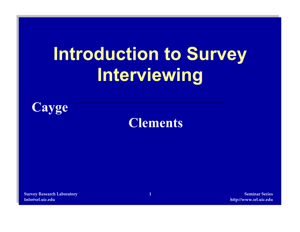 Introduction to Survey Interviewing