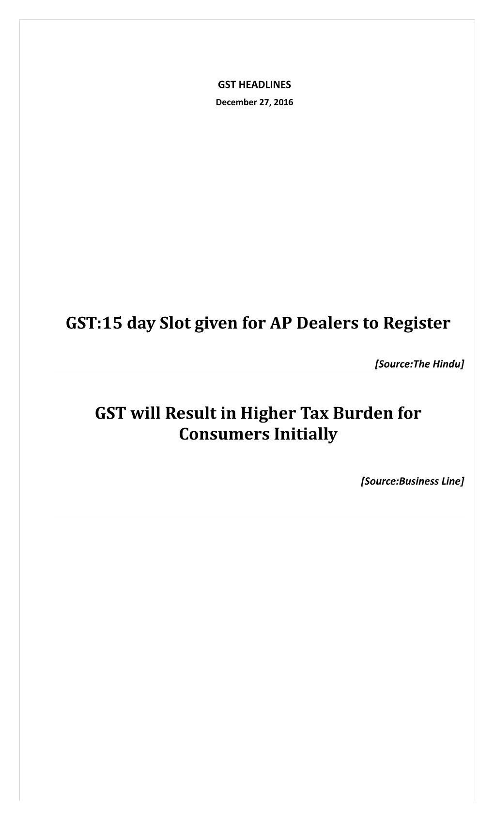 GST:15 Day Slot Given for AP Dealers to Register