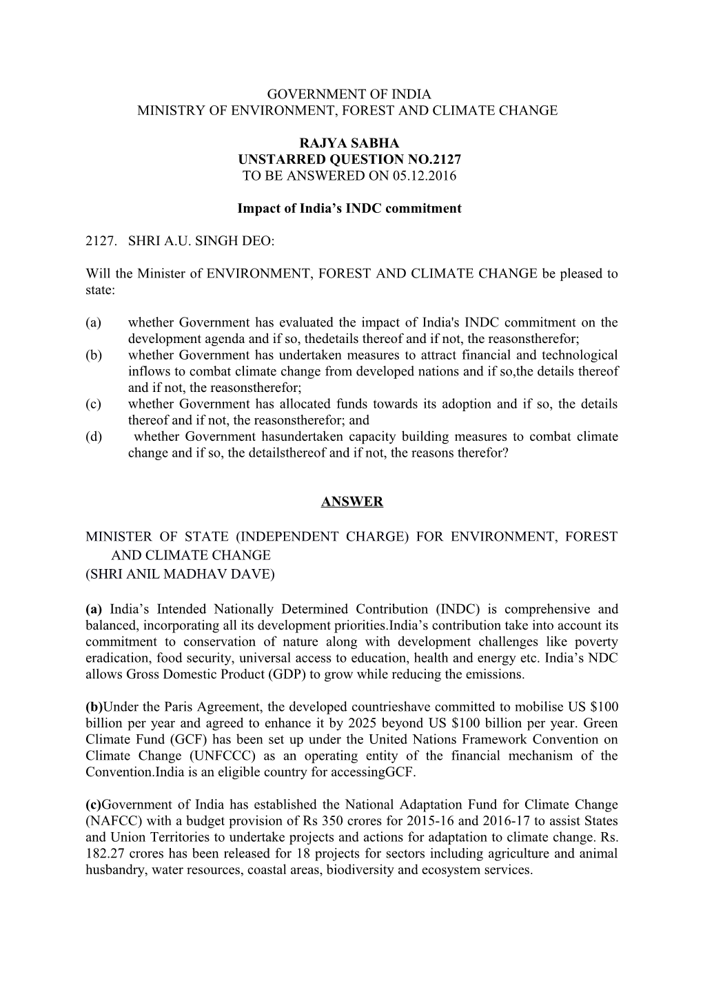 Ministry of Environment, Forest and Climate Change s1