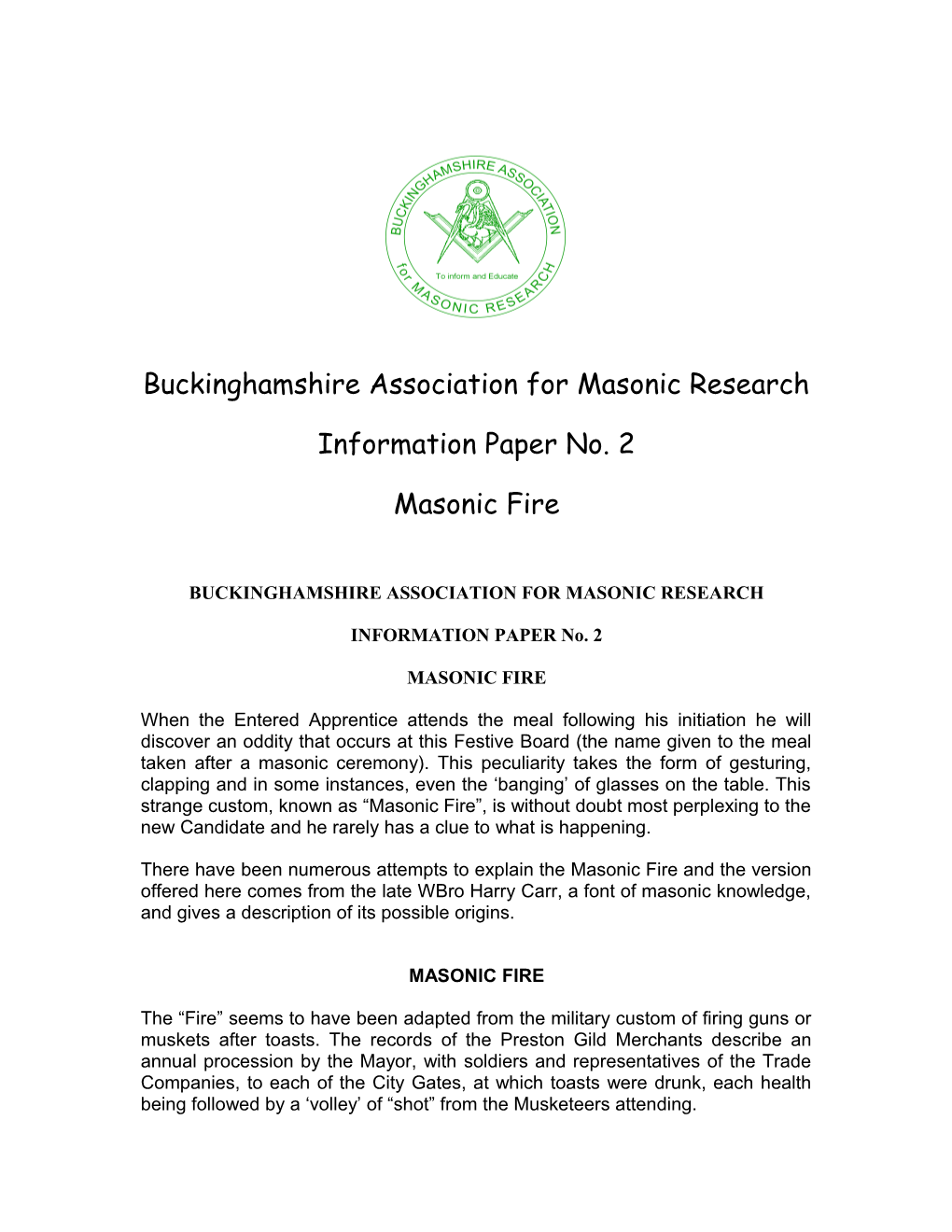 Buckinghamshire Association for Masonic Research