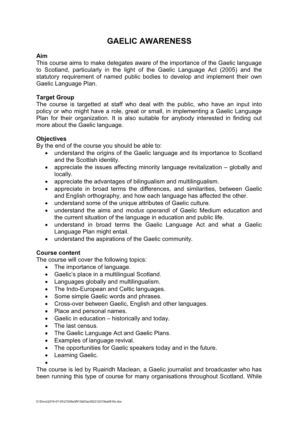 Standard Format for A4 Documents (Reports, Annexes Etc)