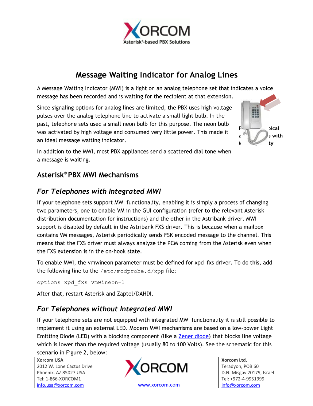 Message Waiting Indicator in Analog Lines Page 2 of 3