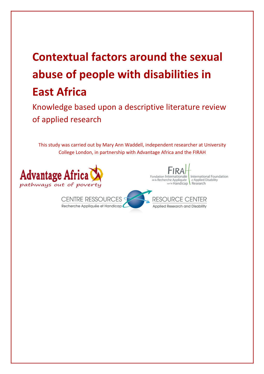 Contextual Factors Around the Sexual Abuse of People with Disabilities in East Africa