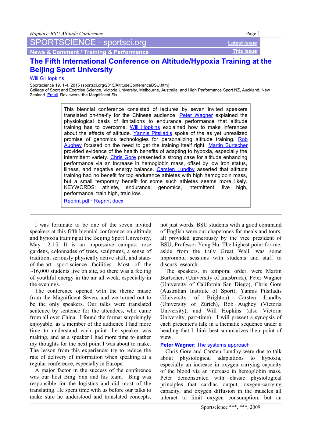 Conference Report Altitude/Hypoxia BSU 2015