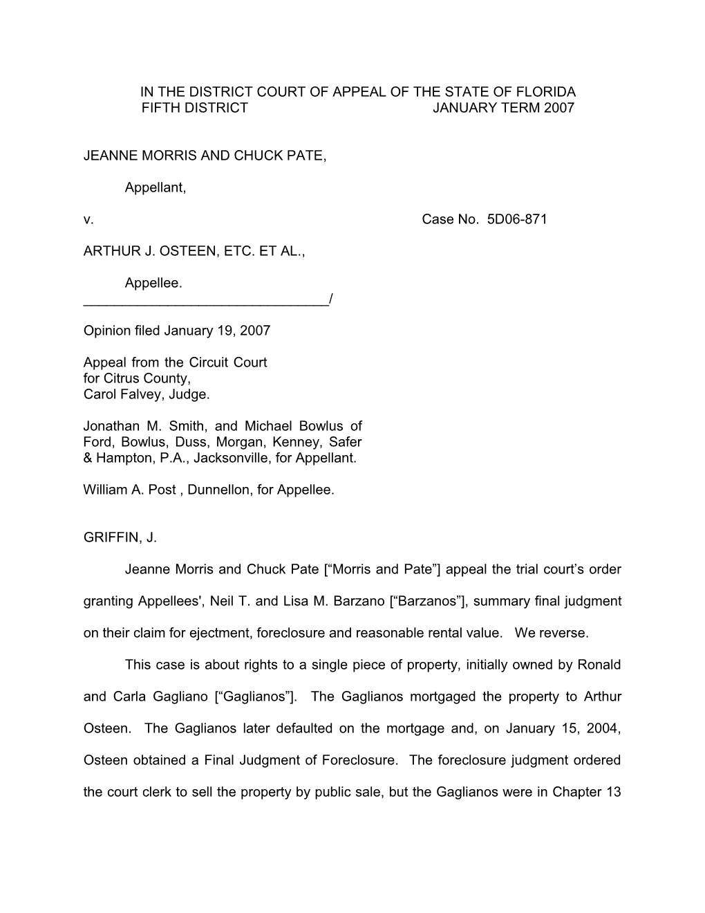 In the District Court of Appeal of the State of Florida s1