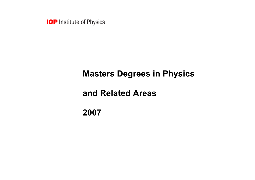 Masters Booklet Iop 2004